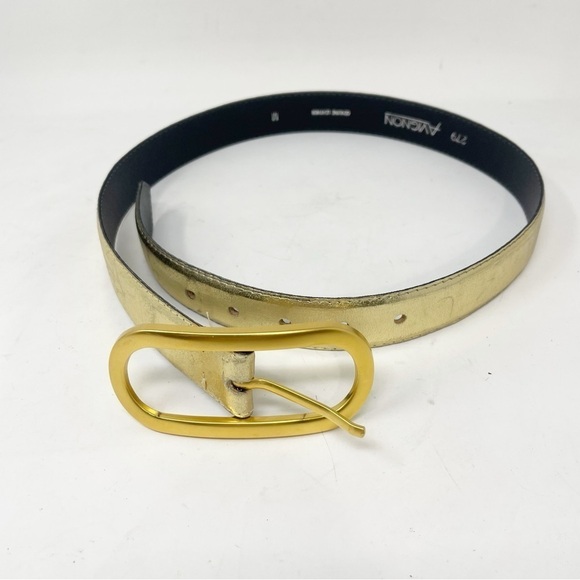 Vintage AVIGNON Women’s Gold Metallic Leather Belt Adjustable Disco 80s Size M - Picture 1 of 5